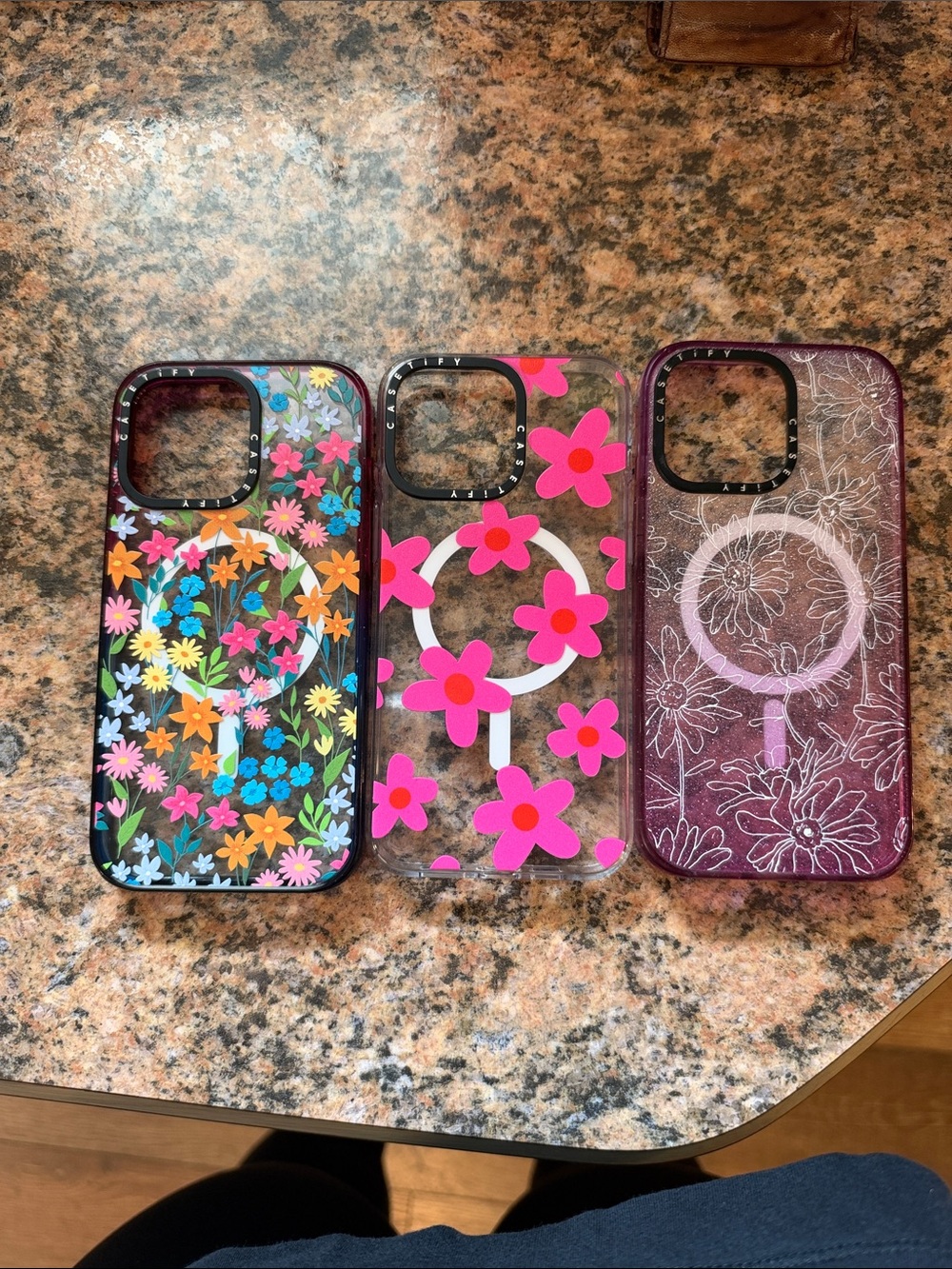 Casetify Floral Clear Phone Cases in Multicolor, Hot Pink & Mauve